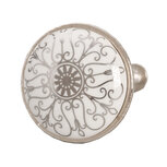 Clayre & Eef | Deurknop Wit Grijs ø 3x2 cm / S3 cm | 61888 Clayre & Eef | Deurknop Wit Grijs ø 3x2 cm / S3 cm | 61888