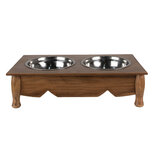 Clayre & Eef | Voerbak Hond Kat Bruin 41x22x12 cm / 2x500 ml | 6H0769CH Clayre & Eef | Voerbak Hond Kat Bruin 41x22x12 cm / 2x500 ml | 6H0769CH