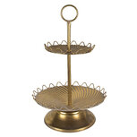 Clayre & Eef | Etagère 2 laags Goudkleurig ø 42x66 cm | 6Y5366 Clayre & Eef | Etagère 2 laags Goudkleurig ø 42x66 cm | 6Y5366