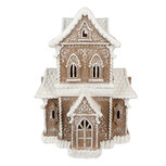 Clayre & Eef | Decoratie Huis met LED Bruin, Beige 28x21x37 cm / 3xAA | 6PR3906 Clayre & Eef | Decoratie Huis met LED Bruin, Beige 28x21x37 cm / 3xAA | 6PR3906