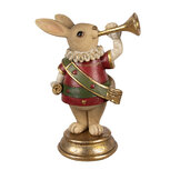 Clayre & Eef | Decoratie beeld Konijn Bruin Goudkleurig Rood 11x7x14 cm | 6PR3928 Clayre & Eef | Decoratie beeld Konijn Bruin Goudkleurig Rood 11x7x14 cm | 6PR3928