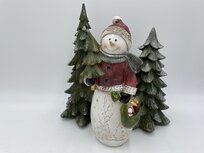 Sneeuwman pop hout rood wit groen decoratie beeld 25,5 cm met kerstboom cadeautjes | US180080-8A | Home Sweet Home Sneeuwman pop hout rood wit groen decoratie beeld 25,5 cm met kerstboom cadeautjes | US180080-8A | Home Sweet Home