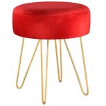 Dekoratief | Krukje rond, suède/metaal, rood, 34x34x40cm | A195469 Dekoratief | Krukje rond, suède/metaal, rood, 34x34x40cm | A195469