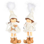 Dekoratief | Deco meisje staand m/rendier/konijn, resina, 9x8x24cm, set van 2 stuks | A205224 Dekoratief | Deco meisje staand m/rendier/konijn, resina, 9x8x24cm, set van 2 stuks | A205224
