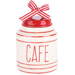 Dekoratief | Bewaarpot 'Cafe‚', rood/wit, keramiek, 12x12x18cm | A205243 Dekoratief | Bewaarpot 'Cafe‚', rood/wit, keramiek, 12x12x18cm | A205243