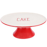 Dekoratief | Taarthouder 'Cake', rood/wit, keramiek, 22x22x9cm | A205249 Dekoratief | Taarthouder 'Cake', rood/wit, keramiek, 22x22x9cm | A205249