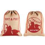 Dekoratief | Jutezakje sint en piet, 28x38cm, set van 2 stuks | A205566 Dekoratief | Jutezakje sint en piet, 28x38cm, set van 2 stuks | A205566