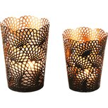 Dekoratief | Set 2 theelichtWaxinelichthouders 'Flamenco', zwart, metaal, 10x10x14cm | A205877 Dekoratief | Set 2 theelichtWaxinelichthouders 'Flamenco', zwart, metaal, 10x10x14cm | A205877