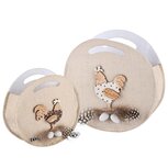 Dekoratief | Set 2 mandjes m/kip, vilt, beige, 21x21x7cm | A210565 Dekoratief | Set 2 mandjes m/kip, vilt, beige, 21x21x7cm | A210565
