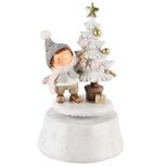 Dekoratief | Muziekdoos m/winterkind, resina, 11x11x19cm | A215156 Dekoratief | Muziekdoos m/winterkind, resina, 11x11x19cm | A215156