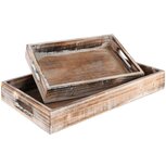 Dekoratief | Set 2 dienbladen naturel, hout, 40x24x6cm | A215298 Dekoratief | Set 2 dienbladen naturel, hout, 40x24x6cm | A215298