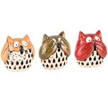 Dekoratief | Lantaarn uil, rood/bruin/geel, keramiek, 13x13x15cm, set van 3 stuks | A215699 Dekoratief | Lantaarn uil, rood/bruin/geel, keramiek, 13x13x15cm, set van 3 stuks | A215699