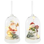 Dekoratief | Hanger globe m/santa/sneeuwman, LED, 6x6x10cm, set van 2 stuks | A215734 Dekoratief | Hanger globe m/santa/sneeuwman, LED, 6x6x10cm, set van 2 stuks | A215734