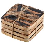 Dekoratief | Set 4 coaster 'Palm Leaves', zwart/goud, hout, 10x10cm | A218264 Dekoratief | Set 4 coaster 'Palm Leaves', zwart/goud, hout, 10x10cm | A218264