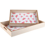 Dekoratief | Set 2 dienbladen m/watermeloenen, hout, 30x20x5cm | A220189 Dekoratief | Set 2 dienbladen m/watermeloenen, hout, 30x20x5cm | A220189