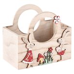 Dekoratief | Bakje m/bunnies, naturel/rood, hout, 14x8x13cm | A220199 Dekoratief | Bakje m/bunnies, naturel/rood, hout, 14x8x13cm | A220199