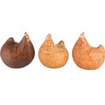 Dekoratief | Kip bruin, keramiek, 13x11x14cm, set van 3 stuks | A220358 Dekoratief | Kip bruin, keramiek, 13x11x14cm, set van 3 stuks | A220358
