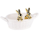 Dekoratief | Bowl m/bunnies, wit/goud, keramiek, 21x13x10cm | A220567 Dekoratief | Bowl m/bunnies, wit/goud, keramiek, 21x13x10cm | A220567
