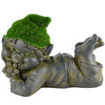 Dekoratief | Tuindeco elf liggend, grijs/groen, resina, 20x14x15cm | A220603 Dekoratief | Tuindeco elf liggend, grijs/groen, resina, 20x14x15cm | A220603