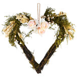 Dekoratief | Krans hartvormig m/bloem, naturel/wit, 38x38x7cm | A220742 Dekoratief | Krans hartvormig m/bloem, naturel/wit, 38x38x7cm | A220742
