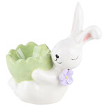 Dekoratief | Eierdopje m/bunny, groen/wit, keramiek, 10x6x11cm | A220771 Dekoratief | Eierdopje m/bunny, groen/wit, keramiek, 10x6x11cm | A220771