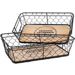 Dekoratief | Set 2 dienbladen 'Produits Artisanaux', metaal/hout, 35x24x10cm | A220909 Dekoratief | Set 2 dienbladen 'Produits Artisanaux', metaal/hout, 35x24x10cm | A220909