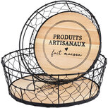 Dekoratief | Set 2 dienbladen 'Produits Artisanaux', metaal/hout, 31x31x10cm | A220910 Dekoratief | Set 2 dienbladen 'Produits Artisanaux', metaal/hout, 31x31x10cm | A220910