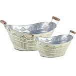 Dekoratief | Set 2 korven, groen, metaal, 27x18x12cm | A220971 Dekoratief | Set 2 korven, groen, metaal, 27x18x12cm | A220971