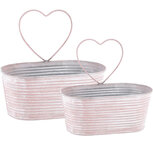 Dekoratief | Set 2 korven m/hart, roze, metaal, 24x14x25cm | A220972 Dekoratief | Set 2 korven m/hart, roze, metaal, 24x14x25cm | A220972