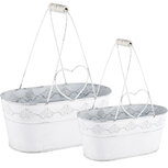 Dekoratief | Set 2 korven m/hart, wit, metaal, 24x14x29cm | A220976 Dekoratief | Set 2 korven m/hart, wit, metaal, 24x14x29cm | A220976