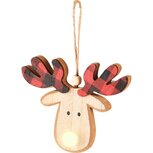 Dekoratief | Hanger Rudolf, rood/naturel, hout, 10x9x1cm | A225066 Dekoratief | Hanger Rudolf, rood/naturel, hout, 10x9x1cm | A225066