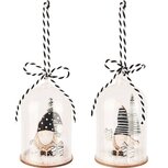 Dekoratief | Hanger globe m/santagnoom, glas/hout, 6x6x10cm, set van 2 stuks | A225113 Dekoratief | Hanger globe m/santagnoom, glas/hout, 6x6x10cm, set van 2 stuks | A225113