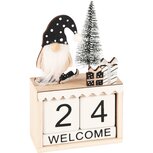 Dekoratief | Kalender m/santagnoom, naturel/zwart, hout, 11x5x18cm | A225114 Dekoratief | Kalender m/santagnoom, naturel/zwart, hout, 11x5x18cm | A225114