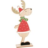 Dekoratief | Deco rudolf staand, naturel/rood, hout, 17x5x41cm | A225123 Dekoratief | Deco rudolf staand, naturel/rood, hout, 17x5x41cm | A225123
