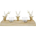 Dekoratief | Tafelstuk lang m/rendieren, naturel/goud, hout/metaal, 32x13x7cm | A225141 Dekoratief | Tafelstuk lang m/rendieren, naturel/goud, hout/metaal, 32x13x7cm | A225141