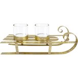 Dekoratief | Sleetje theelichthouder, goud, metaal, 25x8x6cm | A225144 Dekoratief | Sleetje theelichthouder, goud, metaal, 25x8x6cm | A225144
