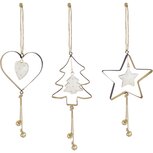 Dekoratief | Hanger hart/boom/ster, zwart/wit/goud, metaal, 27x7x1cm, set van 3 stuks | A225147 Dekoratief | Hanger hart/boom/ster, zwart/wit/goud, metaal, 27x7x1cm, set van 3 stuks | A225147