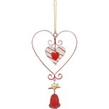 Dekoratief | Hanger hart m/belletje, rood, metaal, 14x31x1cm | A225151 Dekoratief | Hanger hart m/belletje, rood, metaal, 14x31x1cm | A225151