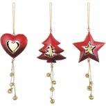 Dekoratief | Hanger hart/boompje/ster, rood/goud, metaal, 24x8x1cm, set van 3 stuks | A225158 Dekoratief | Hanger hart/boompje/ster, rood/goud, metaal, 24x8x1cm, set van 3 stuks | A225158