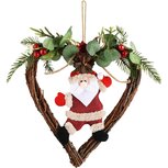 Dekoratief | Krans hart m/santa, naturel, 28x30x8cm | A225217 Dekoratief | Krans hart m/santa, naturel, 28x30x8cm | A225217