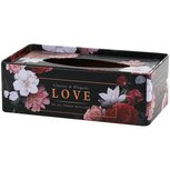 Dekoratief | Tissuedoos m/bloemen, zwart, metaal, 22x12x7cm | A225337 Dekoratief | Tissuedoos m/bloemen, zwart, metaal, 22x12x7cm | A225337