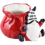 Dekoratief | Santa m/zak, potje, rood, keramiek, 13x10x9cm | A225348 Dekoratief | Santa m/zak, potje, rood, keramiek, 13x10x9cm | A225348