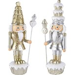 Dekoratief | Notenkraker goud/crème, resina, 8x7x24cm, set van 2 stuks | A225416 Dekoratief | Notenkraker goud/crème, resina, 8x7x24cm, set van 2 stuks | A225416