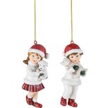 Dekoratief | Hanger winterkindje, resina, 6x4x11cm, set van 2 stuks | A225424 Dekoratief | Hanger winterkindje, resina, 6x4x11cm, set van 2 stuks | A225424