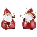 Dekoratief | Santa m/ster, rood, resina, LED, 10x10x13cm, set van 2 stuks | A225462 Dekoratief | Santa m/ster, rood, resina, LED, 10x10x13cm, set van 2 stuks | A225462