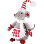 Dekoratief | Muis m/geruit schortje, rood/wit, textiel, 18x10x35cm | A225476 Dekoratief | Muis m/geruit schortje, rood/wit, textiel, 18x10x35cm | A225476