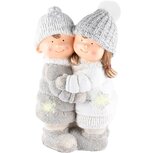 Dekoratief | Koppel winterkindjes knuffel., grijs/wit, magnesium, LED, 28x19x41cm | A225523 Dekoratief | Koppel winterkindjes knuffel., grijs/wit, magnesium, LED, 28x19x41cm | A225523