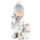 Dekoratief | Wintermeisje m/sneeuwman, magnesium, LED, 24x16x40cm | A225524 Dekoratief | Wintermeisje m/sneeuwman, magnesium, LED, 24x16x40cm | A225524