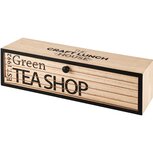 Dekoratief | Theedoos 'The Shop', naturel/zwart, hout, 37x12x11cm | A225550 Dekoratief | Theedoos 'The Shop', naturel/zwart, hout, 37x12x11cm | A225550