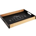 Dekoratief | Dienblad 'Home Kitchen', naturel/zwart, hout, 37x25x5cm | A225565 Dekoratief | Dienblad 'Home Kitchen', naturel/zwart, hout, 37x25x5cm | A225565